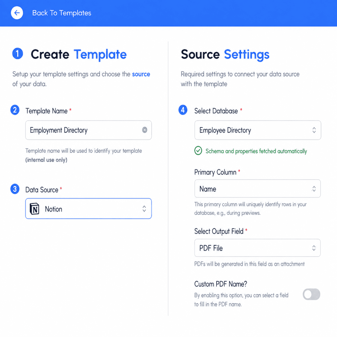 Create a PDF Maker template with Notion as the data source
